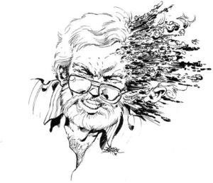 John Byrne's self-portrait, from the 1980 book THE ART OF JOHN BYRNE, OR OUT OF MY HEAD. 